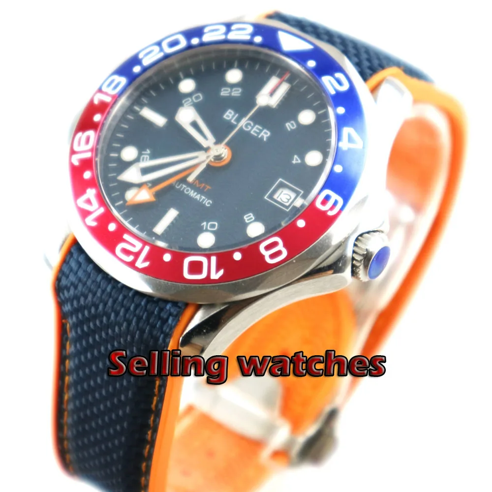 41mm bliger navy blue dial GMT Luminous sapphire glass date bezel automatic mens watch
41mm bliger navy blue dial GMT Luminous sapphire glass date bezel automatic mens watch