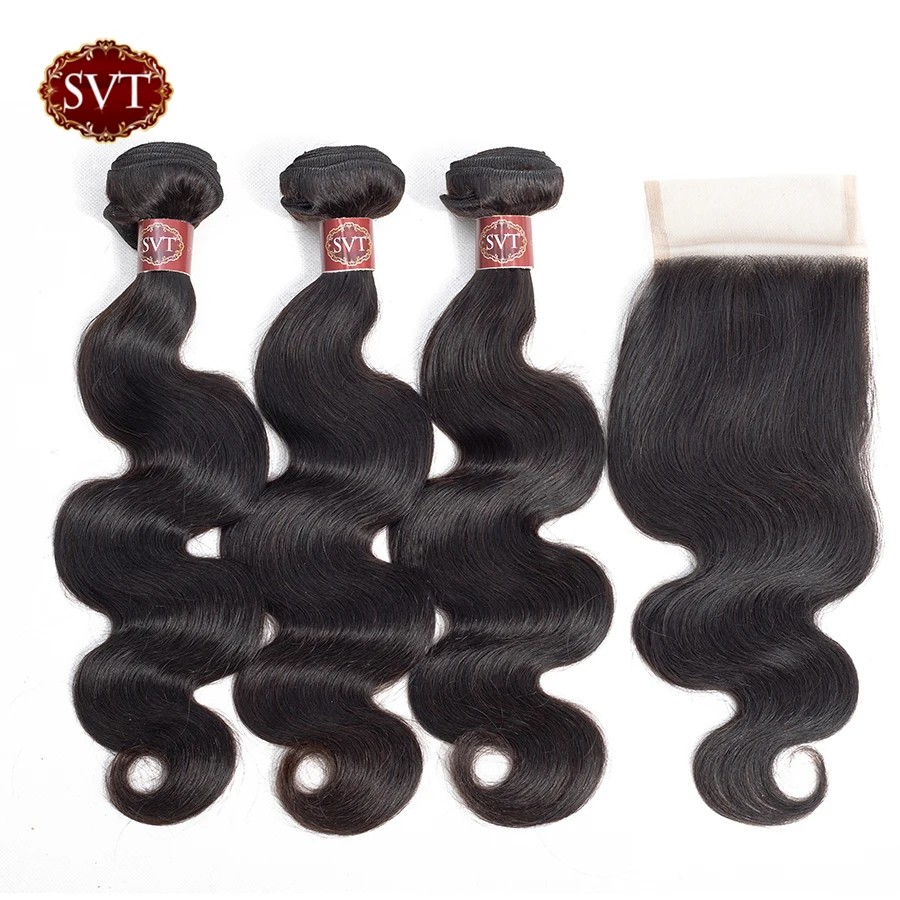 SVT Hair Brazilian Body Wave Bundles With Closure 3 Bundles With Closure Double Weft Non-Remy Human Hair Bundles With Closure
SVT Hair Brazilian Body Wave Bundles With Closure 3 Bundles With Closure Double Weft Non-Remy Human Hair Bundles With Closure