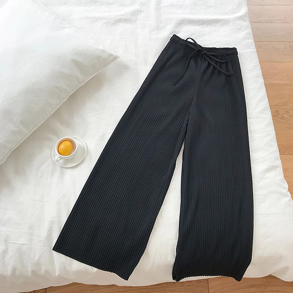 New high waist hanging wide leg pants female gentle wind solid color elastic waist tie casual pants women's trousers
New high waist hanging wide leg pants female gentle wind solid color elastic waist tie casual pants women's trousers