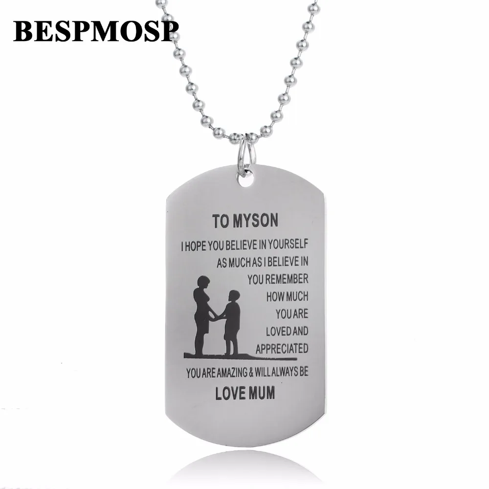 

Bespmosp 12PC/Lot Inspiration Souvenir Stainless Steel Pendant Necklace Mum Mom Son Family Love Believe In Yourself Charm Bijoux