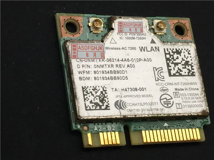 Оригинал для INTEL AC 7260hmw Двухдиапазонная Wi-Fi карта PCI-E CN-0NMTXR 0NMTXR полностью протестирована
Оригинал для INTEL AC 7260hmw Двухдиапазонная Wi-Fi карта PCI-E CN-0NMTXR 0NMTXR полностью протестирована