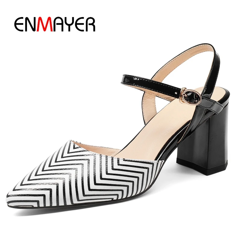 ENMAYER Genuine Leather Pointed Toe Casual Zapatos Mujer Tacon Basic High Square Heel Women Shoes Heels Size 34-43 LY1279
ENMAYER Genuine Leather Pointed Toe Casual Zapatos Mujer Tacon Basic High Square Heel Women Shoes Heels Size 34-43 LY1279