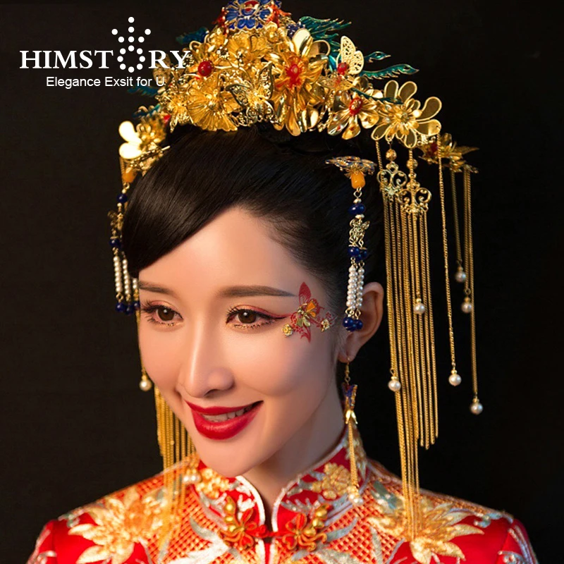 HIMSTORY Chinese Style Women Bridal Hair Decoration Wedding Headdress Tassel Headbands Earrings Phonix Crown Brides Hairwear
HIMSTORY Chinese Style Women Bridal Hair Decoration Wedding Headdress Tassel Headbands Earrings Phonix Crown Brides Hairwear