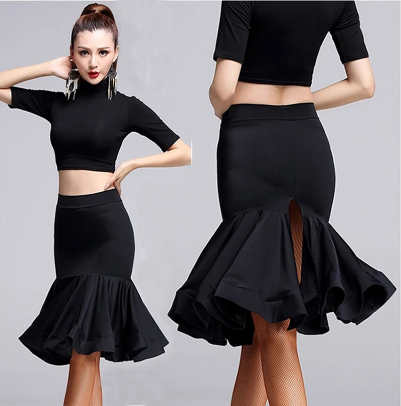 Распродажа женских юбок для латинских танцев черная юбка ча-Румба Самба танго