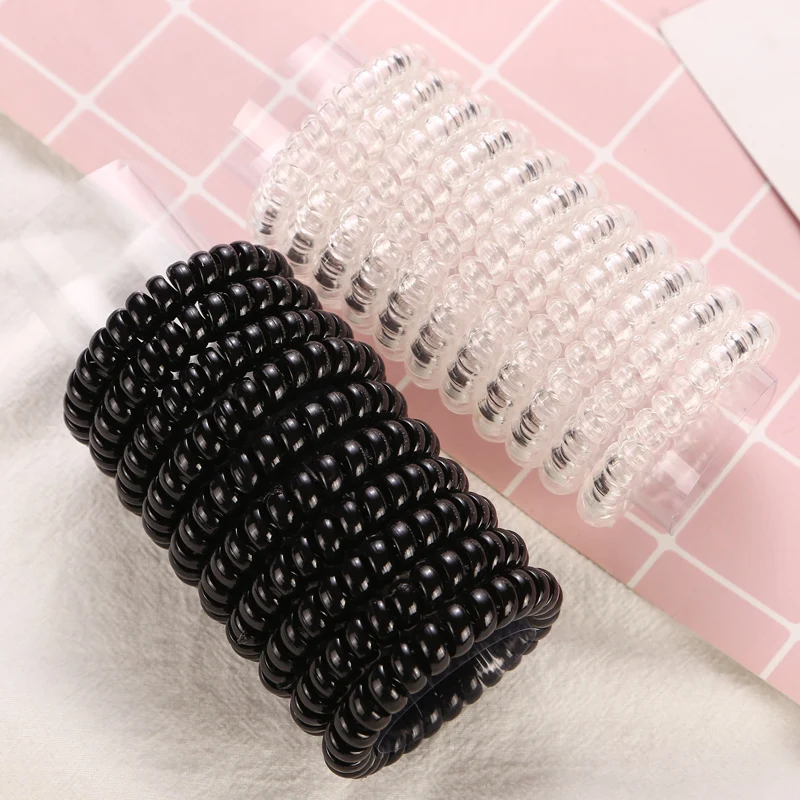 4pcs/lot New Women Elastic Hair Bands Black Clear Telephone Cord Girls Gum Ponytail Hair Accessories Headdress Rubber Bands
4pcs/lot New Women Elastic Hair Bands Black Clear Telephone Cord Girls Gum Ponytail Hair Accessories Headdress Rubber Bands
