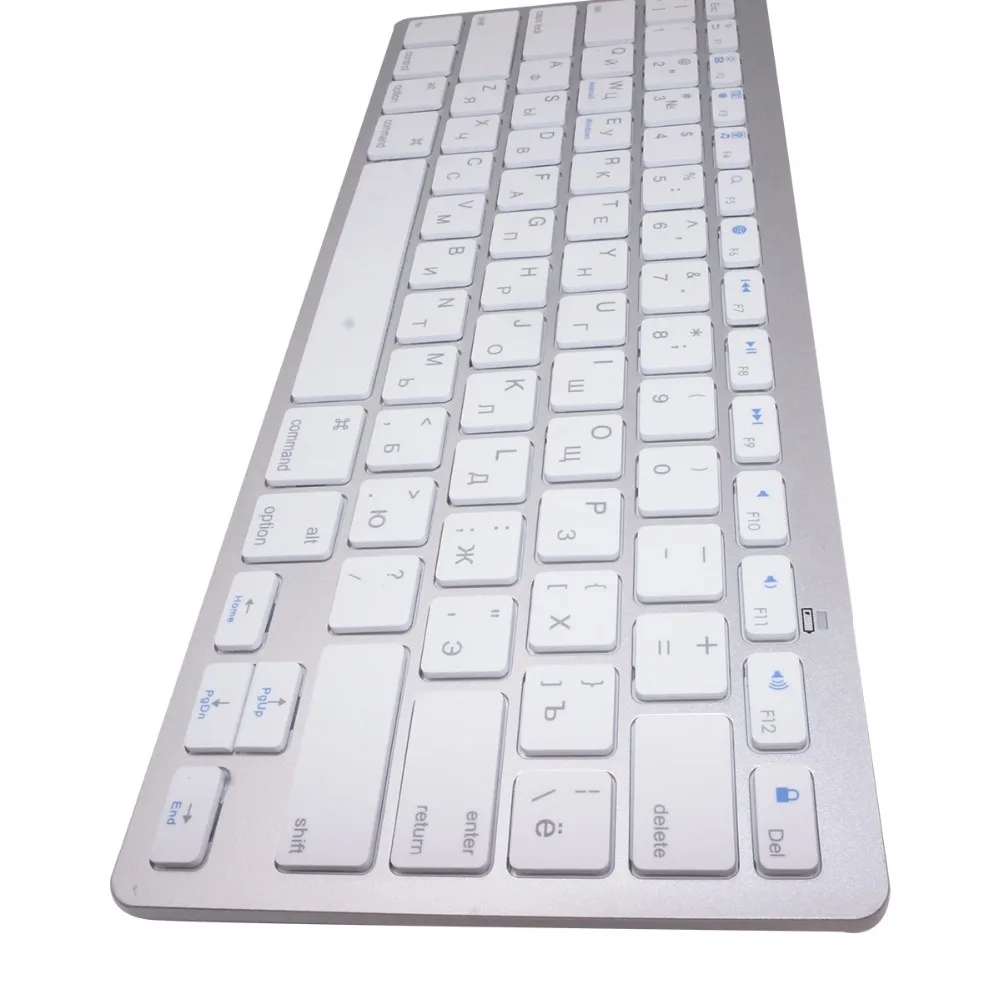 Беспроводная русская Bluetooth клавиатура QUWIND для iPad ПК ноутбуков белого цвета |