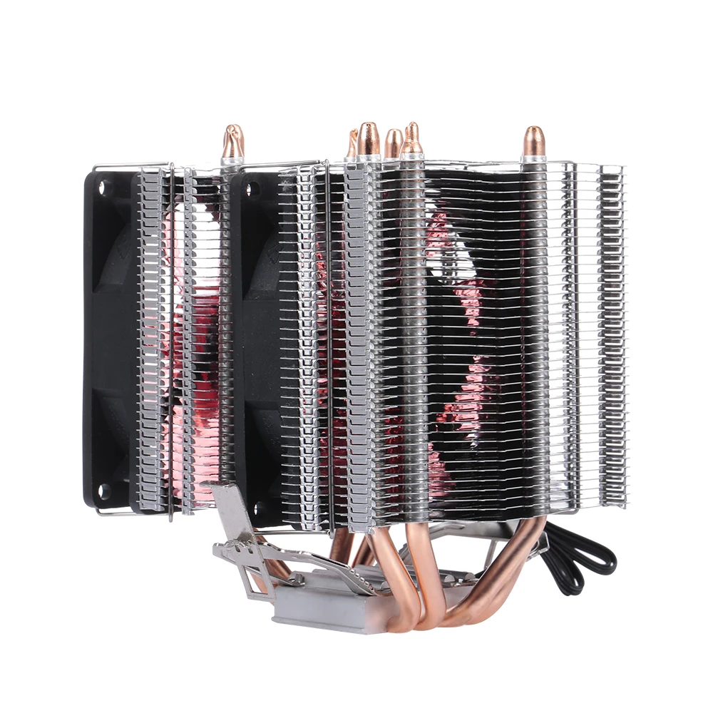 CPU Cooler Fan Heatsink 4 Heatpipe 2 Fans Quiet Heatsink Radiator Support 775/115x/AMD
CPU Cooler Fan Heatsink 4 Heatpipe 2 Fans Quiet Heatsink Radiator Support 775/115x/AMD