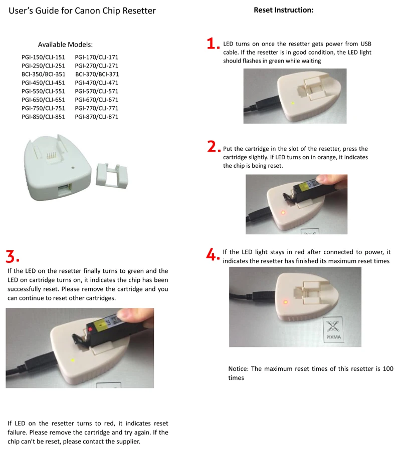 USB Chip Resetter for Canon PGI-750 CLI-751 for Canon PIXMA ip7270 MG5470 MX727 MX927 MG6470 5570 printer Ink Cartridge Resetter
USB Chip Resetter for Canon PGI-750 CLI-751 for Canon PIXMA ip7270 MG5470 MX727 MX927 MG6470 5570 printer Ink Cartridge Resetter