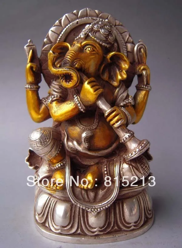 Free Shipping wang 00090 Tibet Gilt Silver Bronze Elephant Headed God Ganesh Statue
Free Shipping wang 00090 Tibet Gilt Silver Bronze Elephant Headed God Ganesh Statue