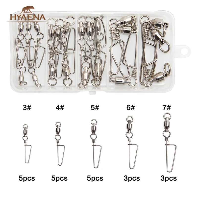 Hyaena 21pcs/Box Stainless Steel Ball Bearing Fishing Swivels Snap Different Size Rolling Sea Fishing Swivels Snaps Connector
Hyaena 21pcs/Box Stainless Steel Ball Bearing Fishing Swivels Snap Different Size Rolling Sea Fishing Swivels Snaps Connector