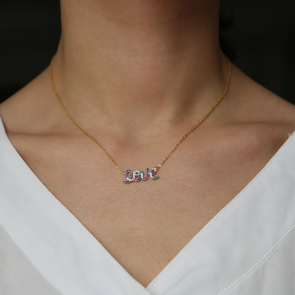 Collares Sale Maxi Necklace Collier New 925 Sterling silver micro multicolored Zirconia Charm Thin Chain love letter Necklace
Collares Sale Maxi Necklace Collier New 925 Sterling silver micro multicolored Zirconia Charm Thin Chain love letter Necklace