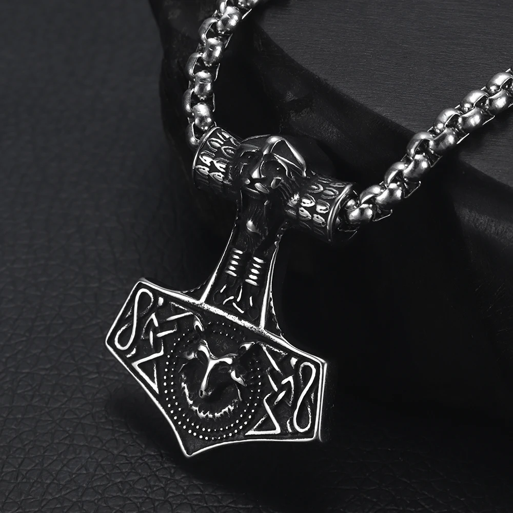 Vintage Viking Hammer Pendant Necklace for Men 316L Stainless Steel Jewelry Men's Long Chain Necklaces Jewellery Mjolnir Gift
Vintage Viking Hammer Pendant Necklace for Men 316L Stainless Steel Jewelry Men's Long Chain Necklaces Jewellery Mjolnir Gift