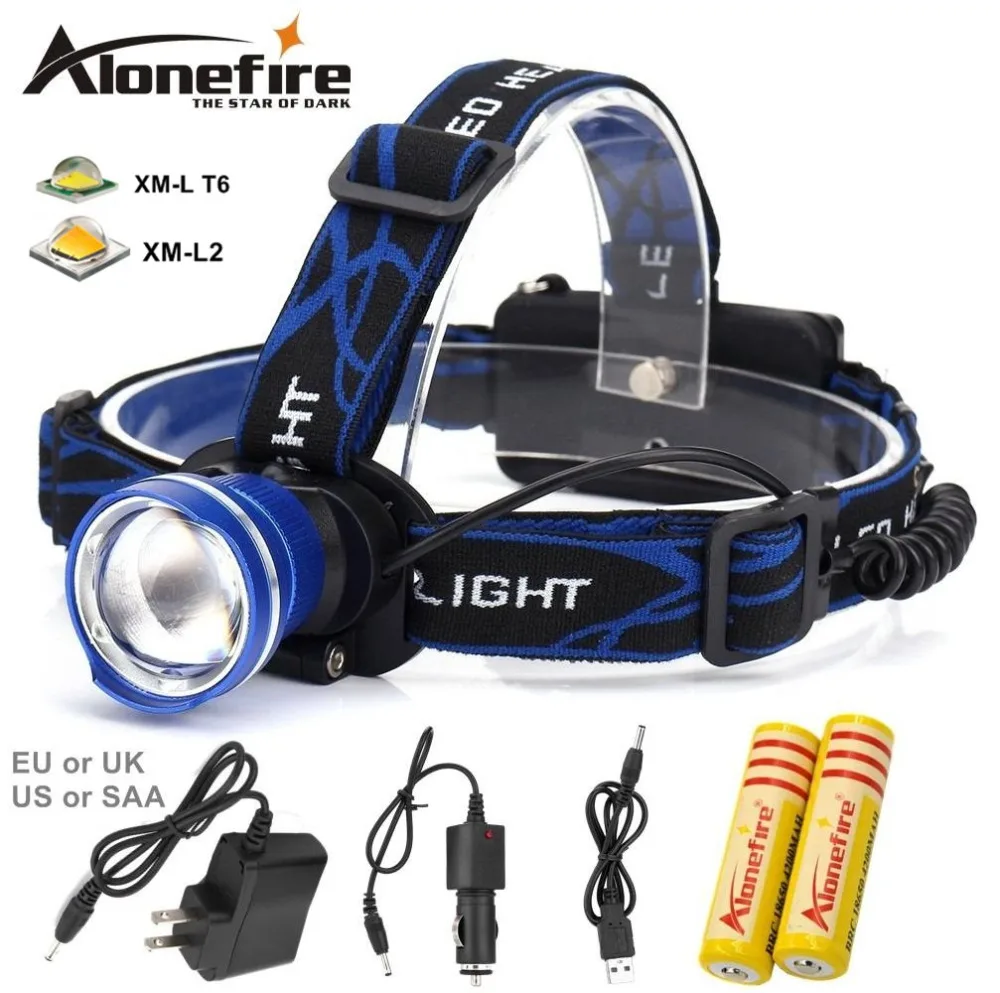AloneFire HP87 Headlight Cree XM-L T6 L2 U3 LED 5000lm Zoom Head lamp Waterproof light Headlamp Rechargeable 18650 battery | Лампы
