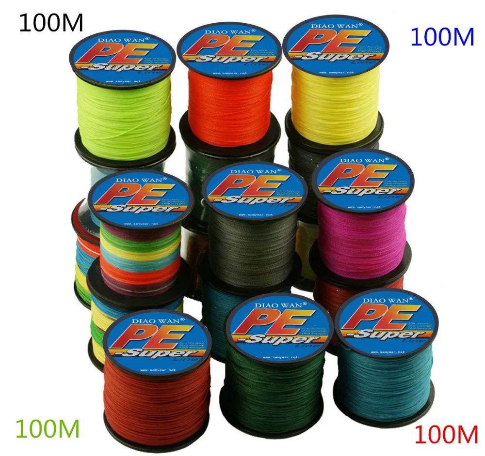 DIAOWAN 9 Color 100M PE Braided Fishing Line 4 Strands 6 8 10 20 30 40 60 70 80 90 100 LB Multifilament 4 Weaves Fishing Line
DIAOWAN 9 Color 100M PE Braided Fishing Line 4 Strands 6 8 10 20 30 40 60 70 80 90 100 LB Multifilament 4 Weaves Fishing Line