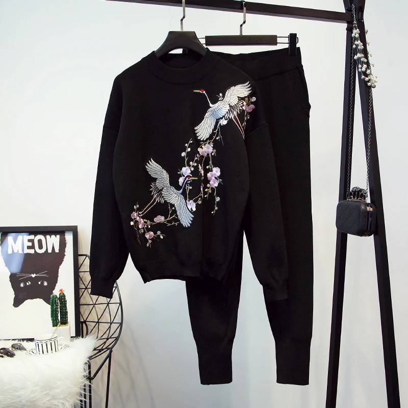 2018 Real Cotton Tracksuits Women's Clothing Cranes New Fund Of Autumn Winters Is Long Sleeve Knit Sweater + Feet Pants Suit
2018 Real Cotton Tracksuits Women's Clothing Cranes New Fund Of Autumn Winters Is Long Sleeve Knit Sweater + Feet Pants Suit