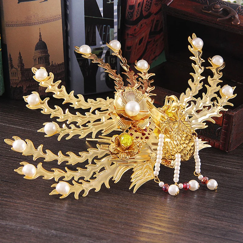HIMSTORY Golden Princess Queen Hair Accessories Wedding Hair Coronet Chinese Ancient Pearl Hairwear Earring Jewelry Accessory
HIMSTORY Golden Princess Queen Hair Accessories Wedding Hair Coronet Chinese Ancient Pearl Hairwear Earring Jewelry Accessory