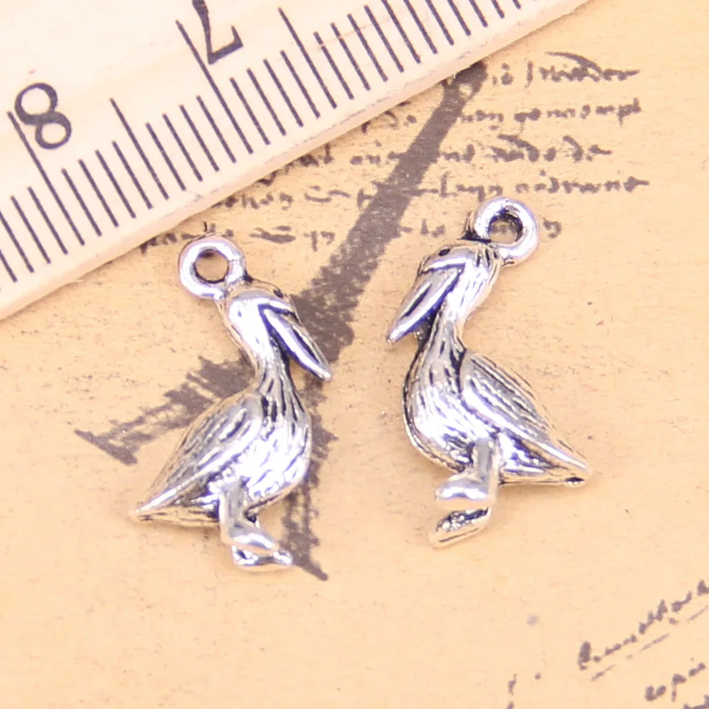 96 шт. ювелирные подвески pelican морских птиц 18x9 мм Античные с серебристым покрытием