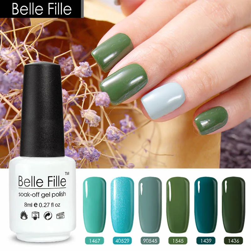 Belle Fille 8 мл УФ зеленый гель лак для ногтей Топ светодиодный Декоративный Лак