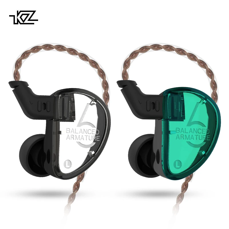 KZ AS06 наушники для ушей 3BA сбалансированные арматурные HIFI бас монитор Спортивная