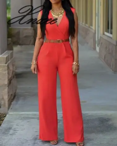 Women Sexy Jumpsuit Office Lady V Neck Sleeveless Rompers FEmale Wide Loose Leg Pants Playsuit Sashes Women Jumpsuits
Women Sexy Jumpsuit Office Lady V Neck Sleeveless Rompers FEmale Wide Loose Leg Pants Playsuit Sashes Women Jumpsuits