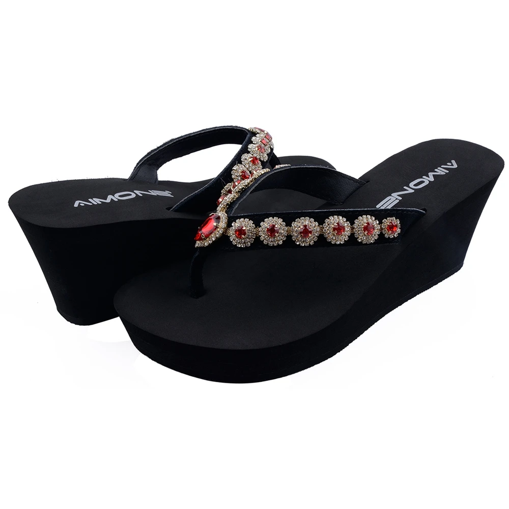 AIMONE Summer Sandals Women Flip Flops Beach Wedges Sandals High Heel Flip Flops Red Crystal Black Shoes Platform Slippers
AIMONE Summer Sandals Women Flip Flops Beach Wedges Sandals High Heel Flip Flops Red Crystal Black Shoes Platform Slippers