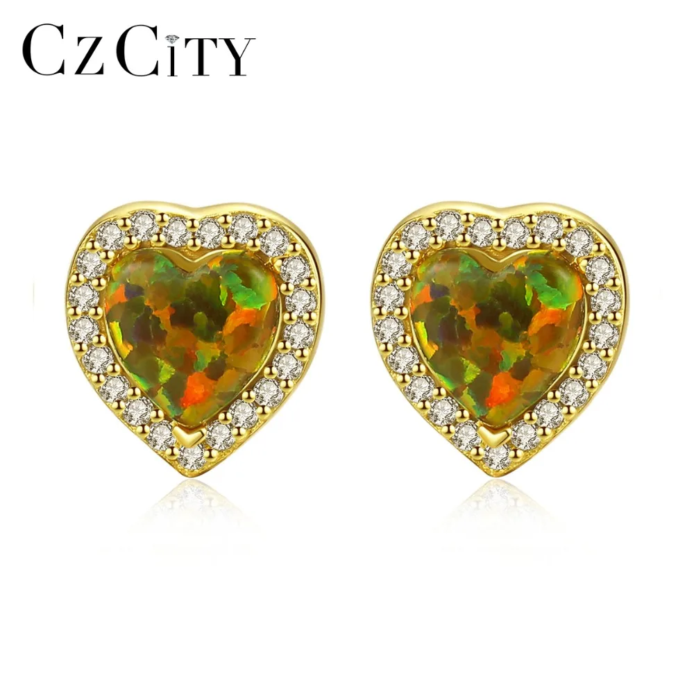 CZCITY New Elegant Heart Design Opal Stud Earrings for Women Sparkling CZ Wrapped Charming Earrings Silver Jewellery Carving 925
CZCITY New Elegant Heart Design Opal Stud Earrings for Women Sparkling CZ Wrapped Charming Earrings Silver Jewellery Carving 925