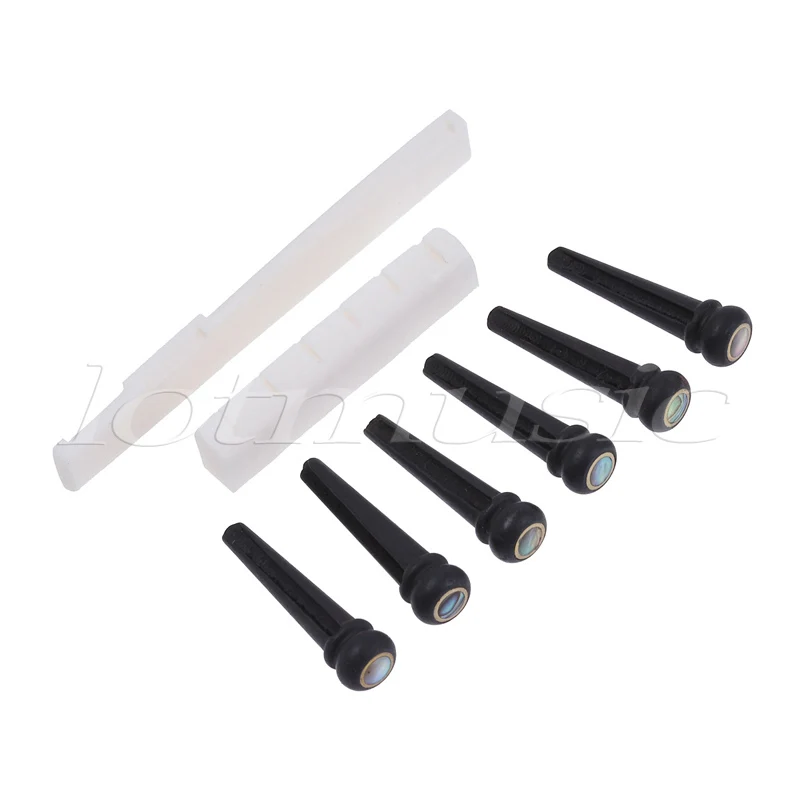 6 Ebony Bridge Pins End Pins Slotted Bone Saddle Nut Set for Acoustic Guitar Parts
6 Ebony Bridge Pins End Pins Slotted Bone Saddle Nut Set for Acoustic Guitar Parts