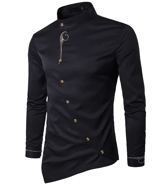 2018 Fashion Male Shirt Brand Personality Oblique Button Mandarin Collar Men Tuxedo Long Sleeve Shirts Chemises
2018 Fashion Male Shirt Brand Personality Oblique Button Mandarin Collar Men Tuxedo Long Sleeve Shirts Chemises