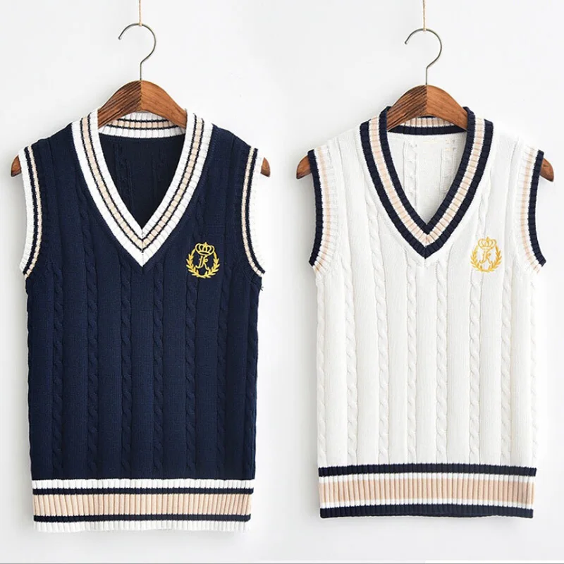 England Style Knit Sleeves Vest Embroidery JK Uniform Student Uniform Vest Clothes Children Bottom Sweater
England Style Knit Sleeves Vest Embroidery JK Uniform Student Uniform Vest Clothes Children Bottom Sweater