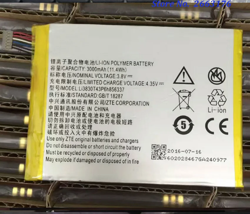 Высококачественный оригинальный аккумулятор LI3830T43P6H856337 3000 мАч для телефона ZTE Blade S6 Lux Q7/-C G719C N939St, умный телефон
Высококачественный оригинальный аккумулятор LI3830T43P6H856337 3000 мАч для телефона ZTE Blade S6 Lux Q7/-C G719C N939St, умный телефон