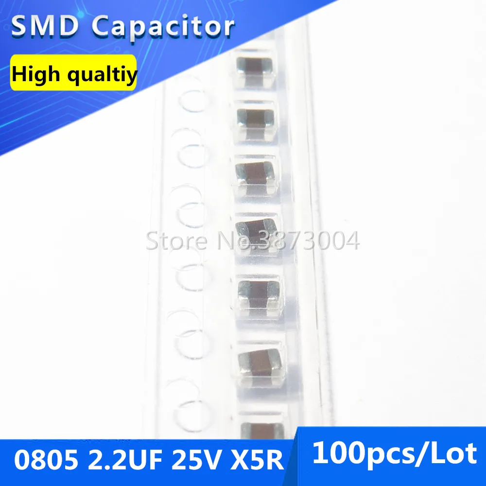 100 шт SMD толстая пленка чип многослойный керамический конденсатор 0805 2,2 мкФ 2200nF 25В X5R 10%
100 шт SMD толстая пленка чип многослойный керамический конденсатор 0805 2,2 мкФ 2200nF 25В X5R 10%