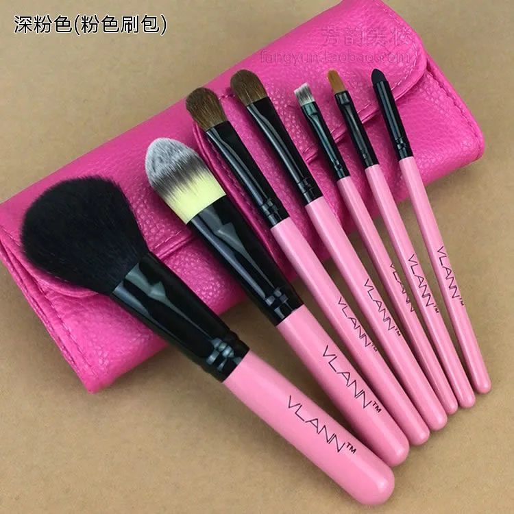 Кисти для макияжа 7 шт. чистый набор шерстяная щетка розовые щеки лица тени век