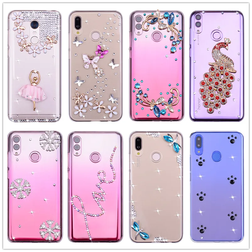 Прозрачный Кристальный чехол для huawei y6 y9 2019 2018 honor 5a 6a 5x 5c 6x 6c 7x 7c 8x 8a 8 pro 9 10 lite bling
