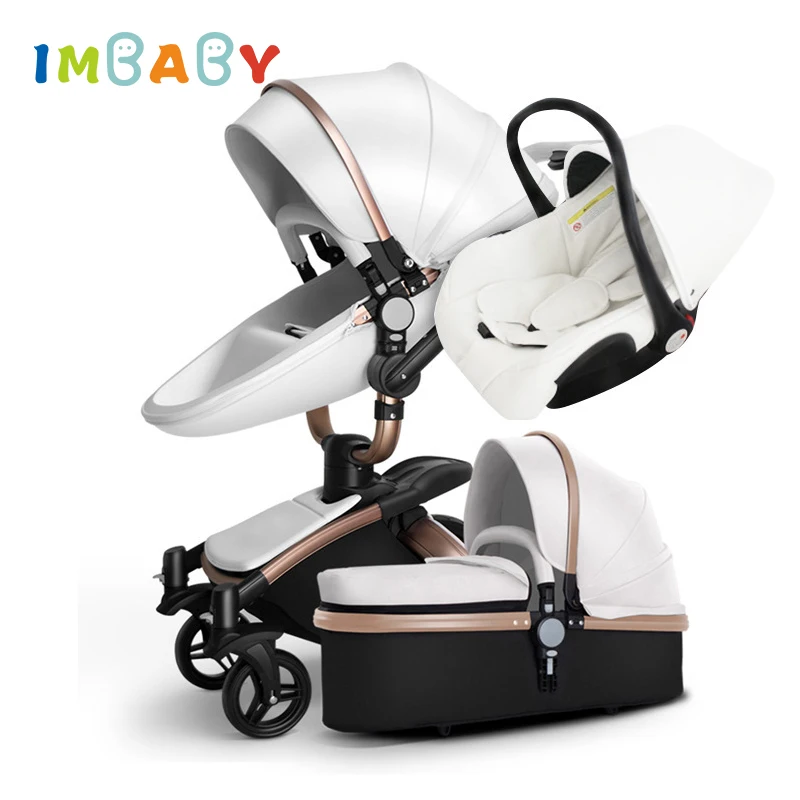 AULON Luxury Baby Stroller 3 in 1 Bassinet Pram With Car Seat Carriage Big Wheel For Snow 0-36 Months Kids | Мать и ребенок