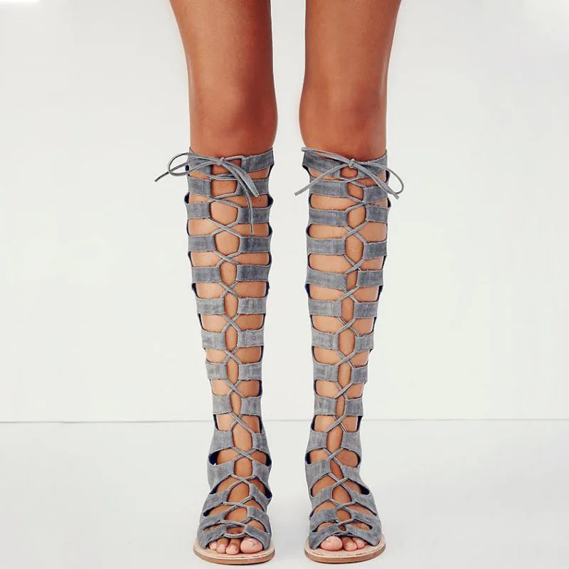 Roman Retro Bohemian Cross Hollow Out Puttee Lace-Up Knee High Sandals Summer Boots Suede Flats Sling back Beach Long Boots
Roman Retro Bohemian Cross Hollow Out Puttee Lace-Up Knee High Sandals Summer Boots Suede Flats Sling back Beach Long Boots