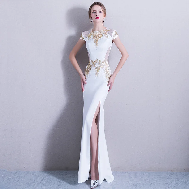 White Mermaid Chinese Sexy Oriental Party Female Embroidery Cheongsam Stage Show Qipao Dress Elegant Celebrity Banquet Dresses
White Mermaid Chinese Sexy Oriental Party Female Embroidery Cheongsam Stage Show Qipao Dress Elegant Celebrity Banquet Dresses