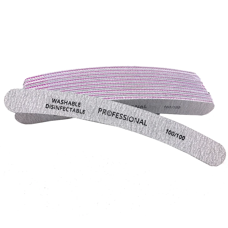 50PCS/Lot Professional Slim Sandpaper Nail Files File For Manicure Banana Grey Zebra 100/100 Grit Emery Board Shaper | Красота и