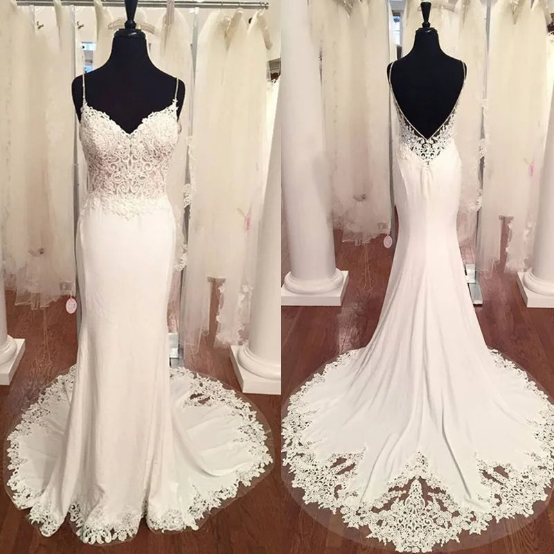 Sexy Bare Back Wedding Dress with Spaghetti Straps Lace Backless Bridal Gown Vestido De Noiva High Quality
Sexy Bare Back Wedding Dress with Spaghetti Straps Lace Backless Bridal Gown Vestido De Noiva High Quality