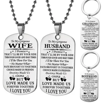 To My Gorgeous HUSBAND/WIFE Stainless Steel Couple Necklace Dog Tag Pendant Love Forever Jewelry Valentines Day Present