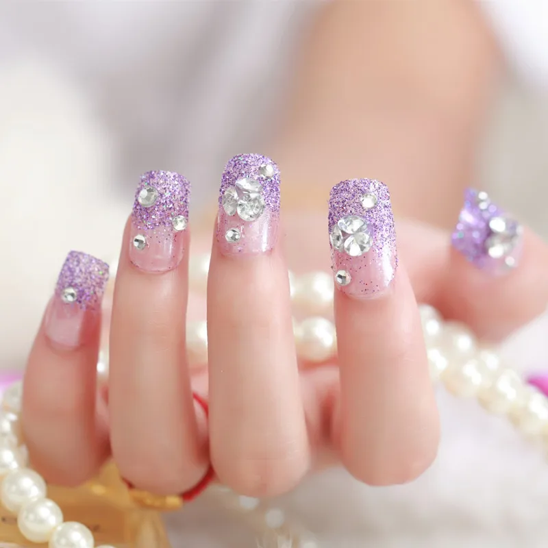 Bride Bright Shining Rhinestone Fake Nail Women 3D DIY Full Nails Tips Girls Purple Pink Color Beauty Artificial Nail With Glue
Bride Bright Shining Rhinestone Fake Nail Women 3D DIY Full Nails Tips Girls Purple Pink Color Beauty Artificial Nail With Glue