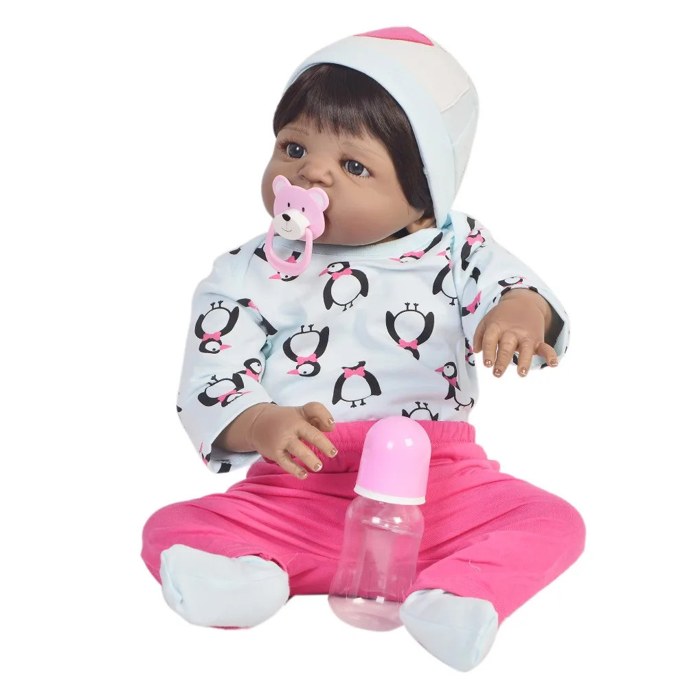 23"57cm full silicone reborn babies dolls bebe alive fashion design vinyl menina bathe doll black skin Children Best Gifts
23"57cm full silicone reborn babies dolls bebe alive fashion design vinyl menina bathe doll black skin Children Best Gifts