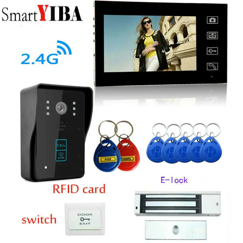 SmartYIBA 7 "беспроводной 2 4G видео телефон двери RFID карты разблокировки домофон +