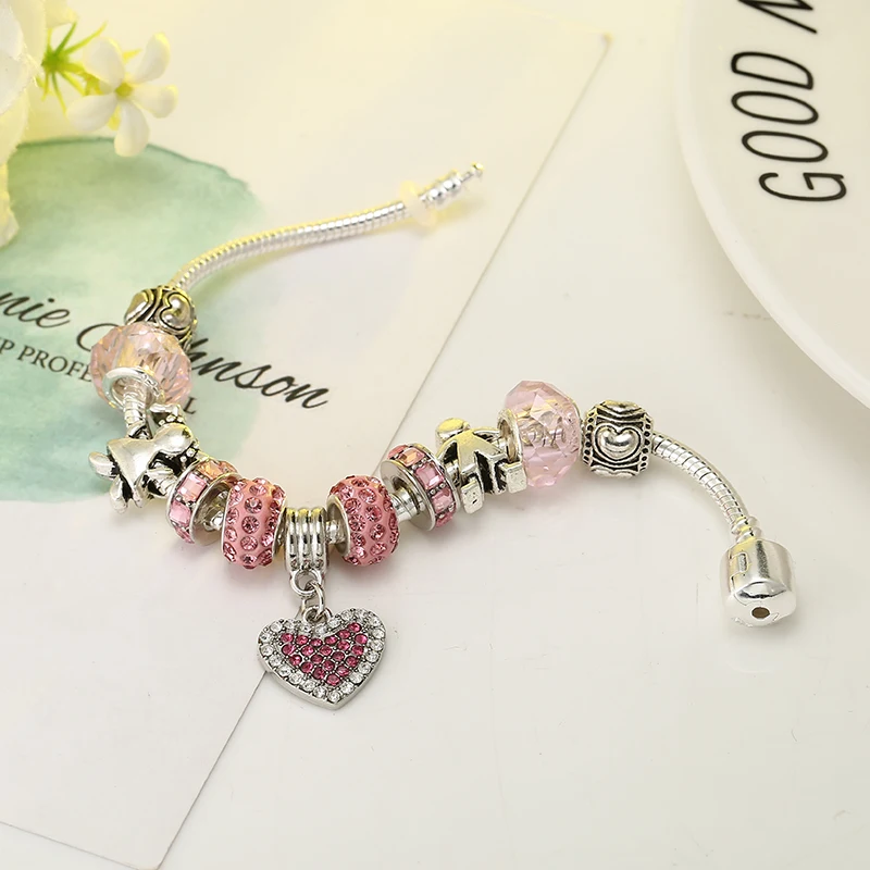 HOMOD Vintage Brand Bracelet Couple Pink Crystal Heart Pendant Snake Chain Charm Bracelet Women Diy Jewelry DROPSHIPPING
HOMOD Vintage Brand Bracelet Couple Pink Crystal Heart Pendant Snake Chain Charm Bracelet Women Diy Jewelry DROPSHIPPING