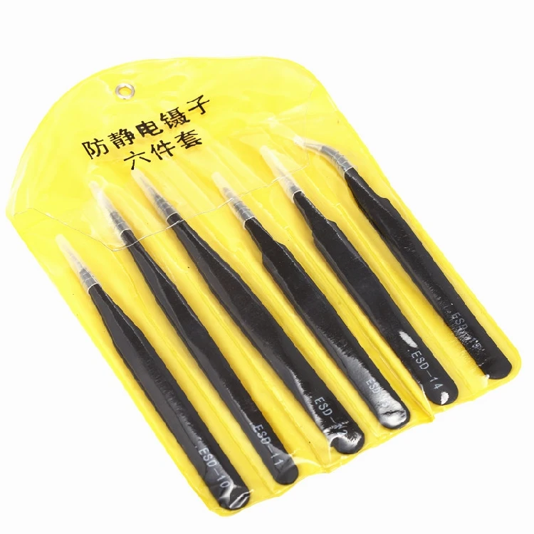 6 in 1 Professional Anti-Static Stainless Steel Tweezers Maintenance Tools Kits For small electronics Repair High-end
6 in 1 Professional Anti-Static Stainless Steel Tweezers Maintenance Tools Kits For small electronics Repair High-end