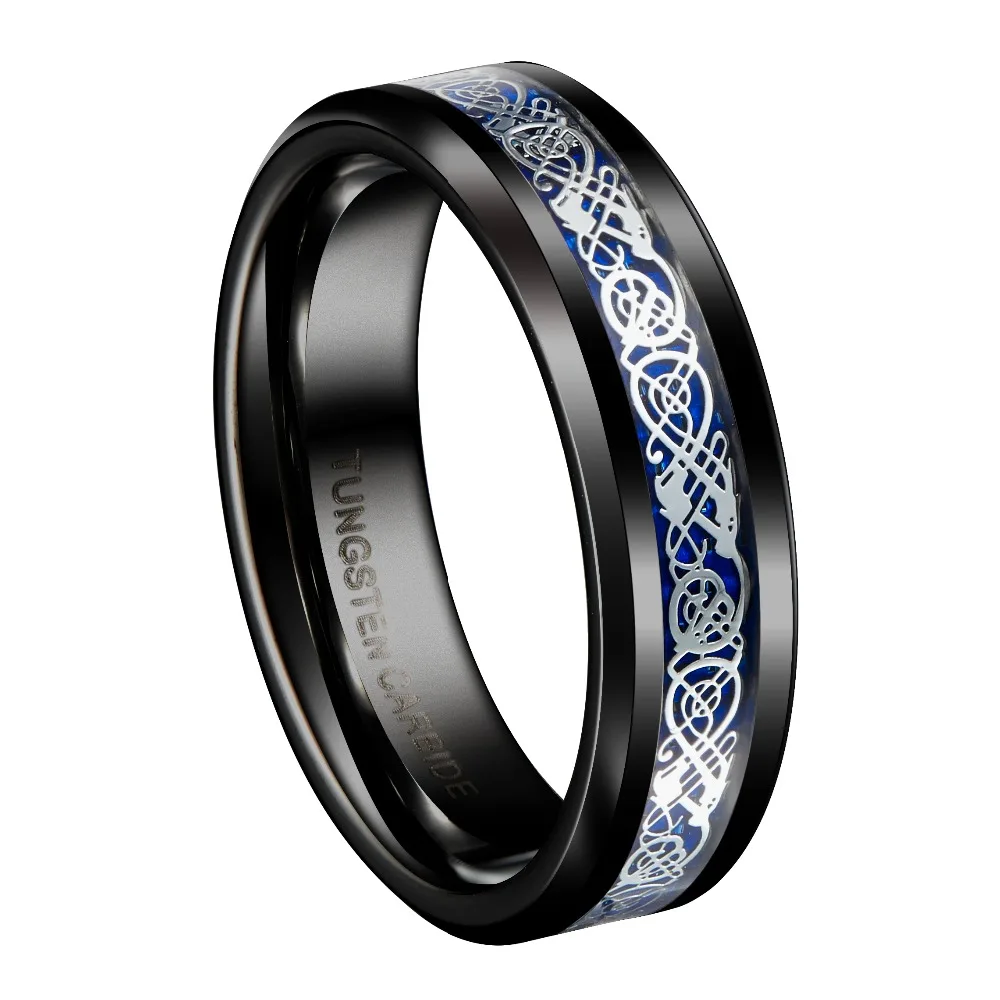 6mm Black Tungsten Ring Silvering Celtic Dragon Wedding Rings For Men Ring Size 5-13
6mm Black Tungsten Ring Silvering Celtic Dragon Wedding Rings For Men Ring Size 5-13