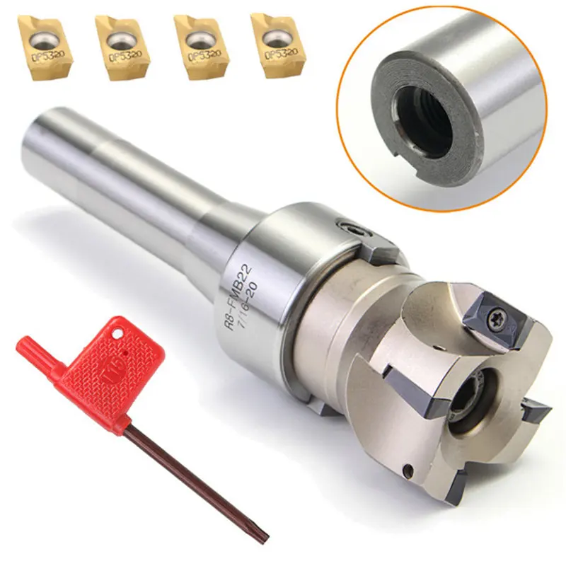 New 90 Degree R8 FMB22 Straight Shank Arbor+Face End Mill Cutter+4pcs APMT1604 Carbide Inserts Turning Tool
New 90 Degree R8 FMB22 Straight Shank Arbor+Face End Mill Cutter+4pcs APMT1604 Carbide Inserts Turning Tool