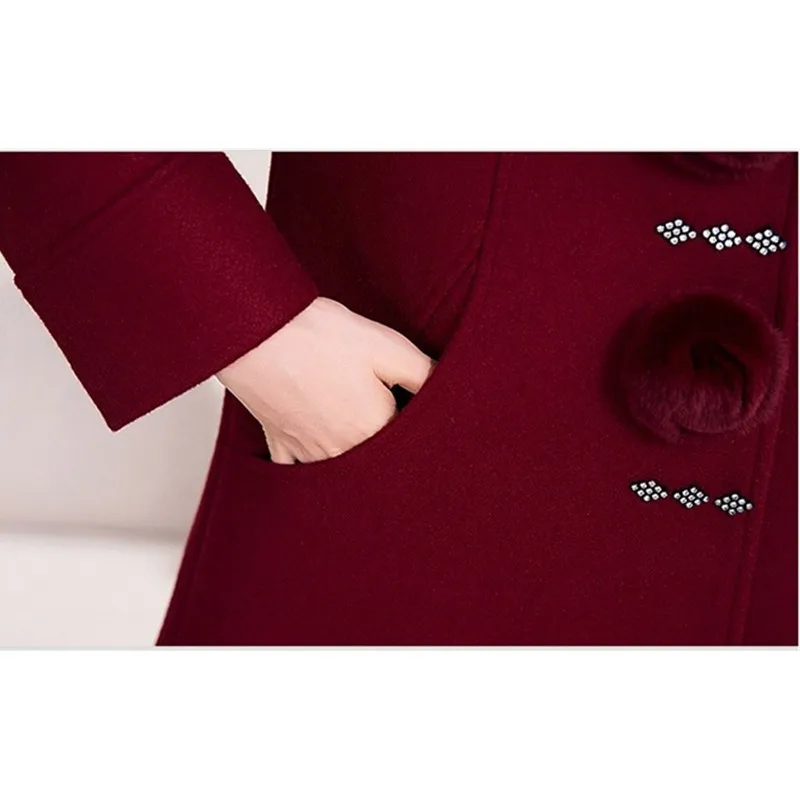 Winter Women's Woolen Coat Middle-age Ladies Fur Collar Cashmere Medium-long Wool Outerwear Plus Size 5XL Female Jacket W190
Winter Women's Woolen Coat Middle-age Ladies Fur Collar Cashmere Medium-long Wool Outerwear Plus Size 5XL Female Jacket W190