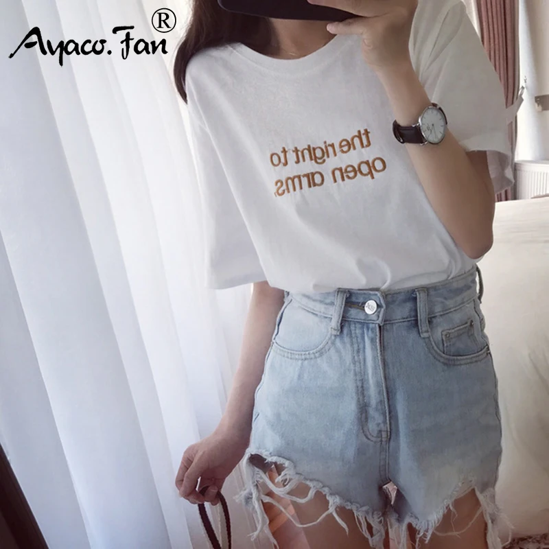 2019 Summer New Short Sleeve Loose Women T-Shirts for Girls Students BF Style Embroidery Letter T-Shirt Casual Lady Slim Tops
2019 Summer New Short Sleeve Loose Women T-Shirts for Girls Students BF Style Embroidery Letter T-Shirt Casual Lady Slim Tops