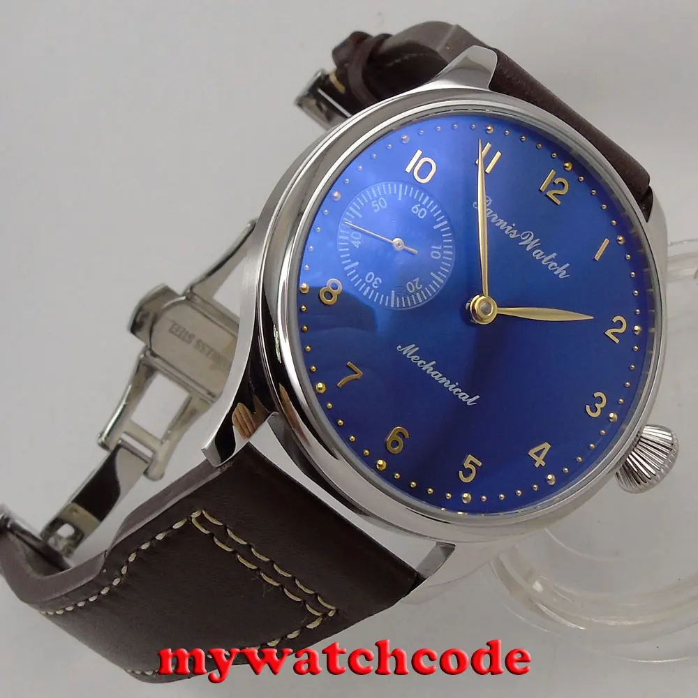 44mm parnis blue dial 6497 movement deployment calsp hand winding mens watch 395
44mm parnis blue dial 6497 movement deployment calsp hand winding mens watch 395