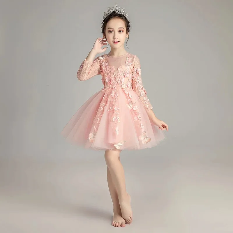 2018 Autumn Elegant Flowers Princess Costume Dress for Girls Children Sweet Pink Lace Birthday Wedding Party Long Sleeves Dress
2018 Autumn Elegant Flowers Princess Costume Dress for Girls Children Sweet Pink Lace Birthday Wedding Party Long Sleeves Dress